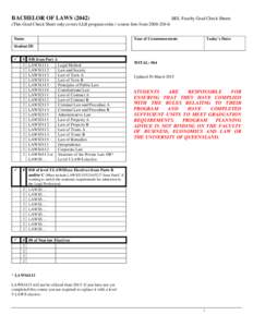 BACHELOR OF LAWSBEL Faculty Grad Check Sheets (This Grad Check Sheet only covers LLB program rules / course lists fromName