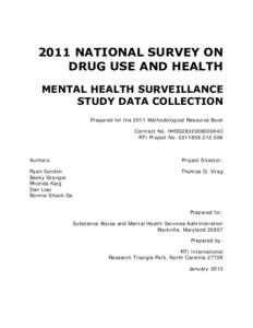 2011 National Survey on Drug Use and Health: Mental Health Surveillance Study Data Collection (External)