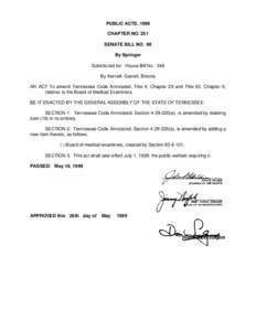 PUBLIC ACTS, 1999 CHAPTER NO. 251 SENATE BILL NO. 99 By Springer Substituted for: House Bill No. 349 By Kernell, Garrett, Brooks