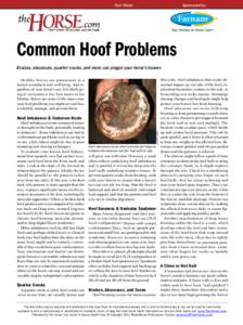 Fact Sheet  Sponsored by: Common Hoof Problems Bruises, abscesses, quarter cracks, and more can plague your horse’s hooves