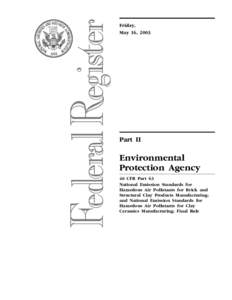 Matter / Visual arts / Industrial furnaces / United States Environmental Protection Agency / Concrete / National Emissions Standards for Hazardous Air Pollutants / Clean Air Act / Mercury / Pottery / Air pollution in the United States / Chemistry / Kilns