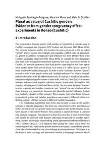 Mulugeta Tarekegne Tsegaye, Maarten Mous and Niels O. Schiller  Plural as value of Cushitic gender: Evidence from gender congruency effect experiments in Konso (Cushitic) 1 Introduction