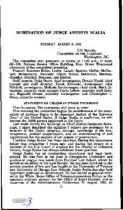 NOMINATION OF JUDGE ANTONIN SCALIA TUESDAY, AUGUST 5, 1986 U.S. SENATE, COMMITTEE ON THE JUDICIARY,  Washington, DC.