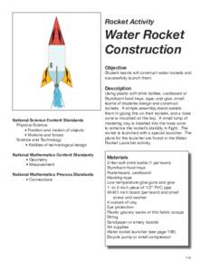Rocket Activity  Water Rocket Construction  Objective