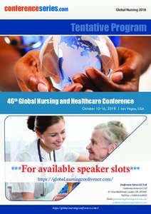 conferenceseries.com  Global Nursing 2018 Tentative Program