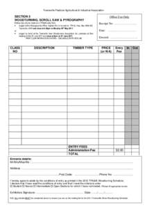 Townsville Pastoral Agricultural & Industrial Association  SECTION 3 WOODTURNING, SCROLL SAW & PYROGRAPHY Entries may only be made on a TPA&IA entry form •