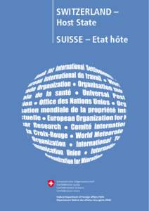 SWITZERLAND – Host State SUISSE – Etat hôte Table of contents