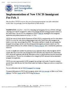 [removed]USCIS - Implementation of New USCIS Immigrant Fee Feb. 1