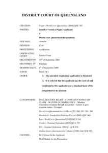 DISTRICT COURT OF QUEENSLAND CITATION: Pugin v WorkCover QueenslandQDC 307  PARTIES: