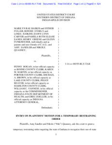 Case 1:14-cv[removed]RLY-TAB Document 51 Filed[removed]Page 1 of 11 PageID #: 524  UNITED STATES DISTRICT COURT SOUTHERN DISTRICT OF INDIANA INDIANAPOLIS DIVISION