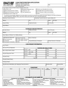 LOAN PARTICIPATION APPLICATION BANK OF NORTH DAKOTA LENDING AG/COMMERCIAL Clear Fields
