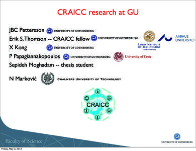 CRAICC research at GU JBC Pettersson Erik S. Thomson -- CRAICC fellow X Kong P Papagiannakopoulos Sepideh Moghadam -- thesis student