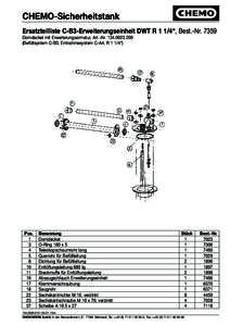 CHEMO-Sicherheitstank Ersatzteilliste C-B3-Erweiterungseinheit DWT R 1 1/4“, Best.-NrDomdeckel mit Erweiterungsarmatur, Art.-NrBefüllsystem C-B3, Entnahmesystem C-A4, R 1 1/4“)  	 Pos.