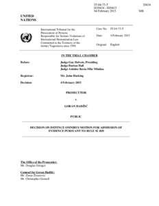 [removed]Hadzic -- Decision on Defence Omnibus Motion for Admission of Evidence Pursuant to Rule 92 bis