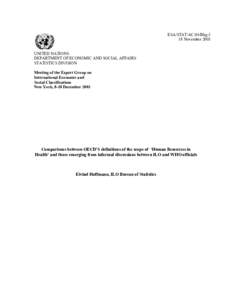 Comparisons between OECD’s definitions of the scope of “Human Resources in Health” and those emerging from informal discussions between ILO and WHO officials