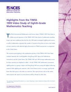 Highlights From the TIMSS 1999 Video Study of Eighth-Grade Mathematics Teaching