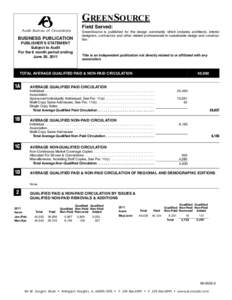 GREENSOURCE Field Served: Audit Bureau of Circulations BUSINESS PUBLICATION PUBLISHER’S STATEMENT