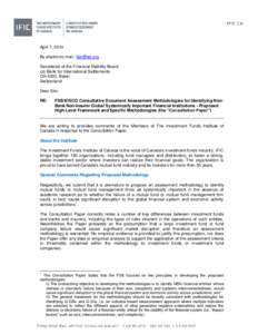 FSB/IOSCO Consultative Document Assessment Methodologies for Identifying Non-Bank Non-Insurer Global Systemically Important Financial Institutions - Proposed High-Level Framework and Specific Methodologies