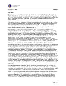 U.S. Department of Labor Employment Standards Administration Wage and Hour Division Washington, D.C[removed]September 2, 2003