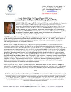 Contacts: Jessica McLane Gann or Julia Lee Phone: [removed]or[removed]E-mail: [removed] Web site: www.ARDMS.org FOR IMMEDIATE RELEASE