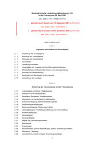 Niedersächsische Landeshaushaltsordnung (LHO) in der Fassung vom 30. AprilNds. GVBl. SVORIS -) •