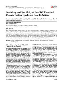 Chronic fatigue syndrome / Depression / Fatigue / Fibromyalgia / Leonard A. Jason / Mental disorder / Clinical descriptions of chronic fatigue syndrome / Alternative names for chronic fatigue syndrome / Health / Neurological disorders / Syndromes