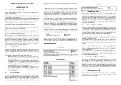 WRIGHT MCHUGH INSURANCE LIMITED  not regard this as a conflict of interest when providing business services to its clients.  TERMS OF BUSINESS