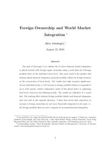 Foreign Ownership and World Market ∗ Integration Emre Konukoglu
