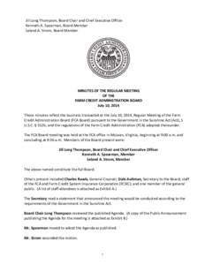 July 2014 Board Meeting Minutes