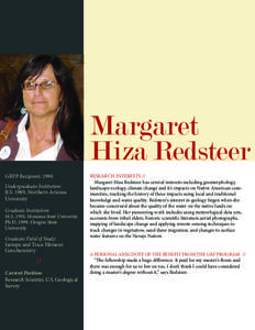 Margaret Hiza Redsteer GRFP Recipient: 1990 Undergraduate Institution: B.S. 1989, Northern Arizona University