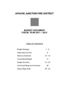 APACHE JUNCTION FIRE DISTRICT BUDGET DOCUMENT