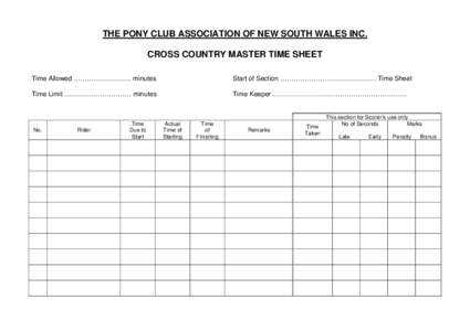 THE PONY CLUB ASSOCIATION OF NEW SOUTH WALES INC