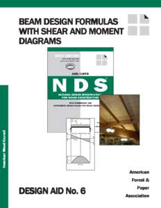 BEAM DESIGN FORMULAS WITH SHEAR AND MOMENT DIAGRAMS 2005 EDITION ANSI/AF&PA NDS-2005 Approval Date: JANUARY 6, 2005