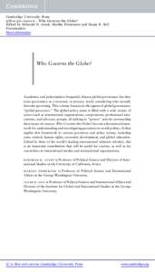 Cambridge University Press[removed]6 - Who Governs the Globe? Edited by Deborah D. Avant, Martha Finnemore and Susan K. Sell Frontmatter More information