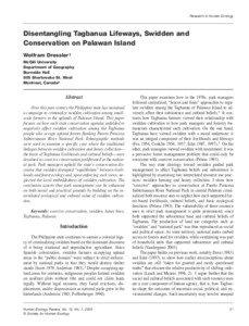 Research in Human Ecology  Disentangling Tagbanua Lifeways, Swidden and