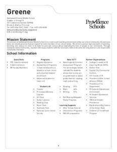 Greene Nathanael Greene Middle School Grades: 6 through[removed]Chalkstone Avenue[removed]Nicole D. Mathis, Principal Tel: ([removed], 9348 | Fax: ([removed]