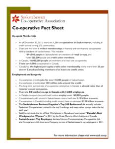 Co-operative Fact Sheet Co-ops & Membership    