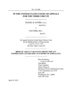 NoIN THE UNITED STATES COURT OF APPEALS FOR THE THIRD CIRCUIT DANIEL B. STORM, et al., Appellants