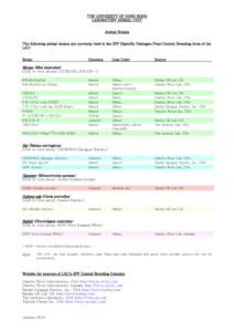 THE UNIVERSITY OF HONG KONG LABORATORY ANIMAL UNIT Animal Strains The following animal strains are currently held in the SPF (Specific Pathogen Free) Central Breeding Area of the LAU: Strain