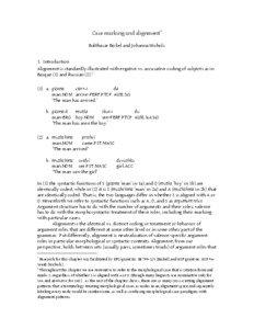 Case marking and alignment* Balthasar Bickel and Johanna Nichols 1. Introduction