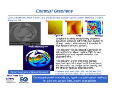 Epitaxial Graphene Joshua Robinson, Mark Fanton, and David Snyder, Electro-Optics Center, Materials Division, Freeport, PA. Graphene exhibits extraordinary electronic properties including extremely high mobility of