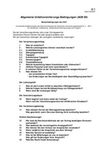 U1  Stand[removed]Allgemeine Unfallversicherungs-Bedingungen (AUB 99) Musterbedingungen des GDV