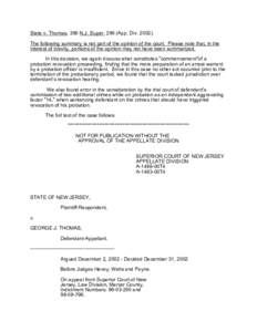 State v. Thomas, 356 N.J. Super[removed]App. Div[removed]The following summary is not part of the opinion of the court. Please note that, in the interest of brevity, portions of the opinion may not have been summarized. In