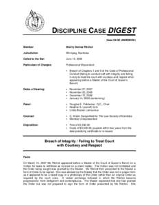 DISCIPLINE CASE DIGEST Case[removed]AMENDED) Member Sherry Denise Ritchot