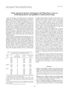 JOURNAL OF CLINICAL MICROBIOLOGY, May 2004, p. 2353–/$08.00⫹0 DOI: JCM–Vol. 42, No. 5  Weak Agreement between Antivirogram and PhenoSense Assays in