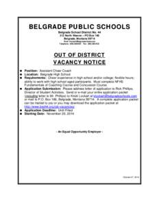 BELGRADE PUBLIC SCHOOLS Belgrade School District No[removed]North Weaver – PO Box 166 Belgrade, Montana[removed]Email: [removed] Telephone: ([removed]Fax: ([removed]