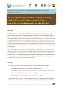 A Global Framework for Action  Social adoption of groundwater pumping technology and the development of groundwater cultures GEF-FAO Groundwater Governance Project A Global Framework for Country Action Digest of Thematic