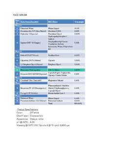 FACE SERUM  Product Specifications Color: Off white Odor/Flavor: Characteristic