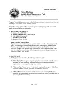 State of Indiana Vehicle Use Policy