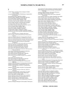 NOMINA INSECTA NEARCTICA j j-beameri Wilcox and Martin Nannocyrtopogon (Asilidae) Nannocyrtopogon jacarandae Steyskal and Spencer Phytoliriomyza (Agromyzidae) Phytoliriomyza